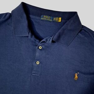Polo Ralph Lauren Polo Shirt Mens 2XB Blue Short Sleeve Preppy Flesh Pony
